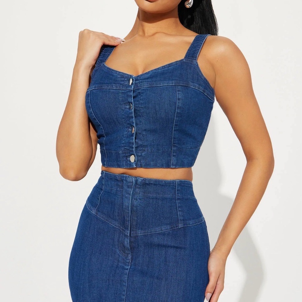 Fashion nova Denim Skirt Set